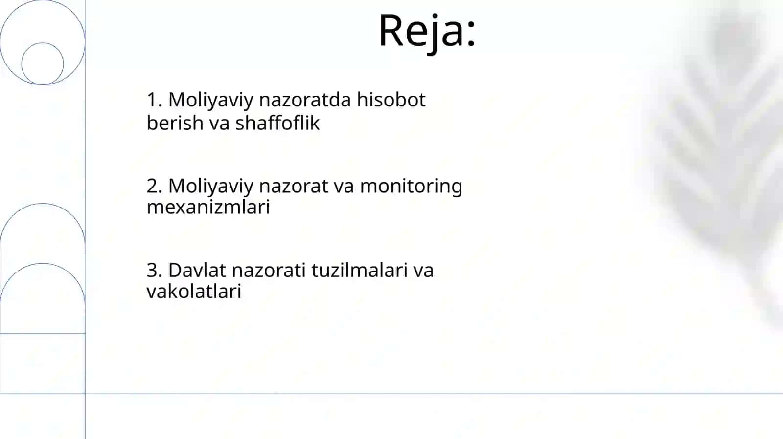 Umum davlat nazorat organlari va ularning moliyaviy nazoratni tashkil etishlari 2