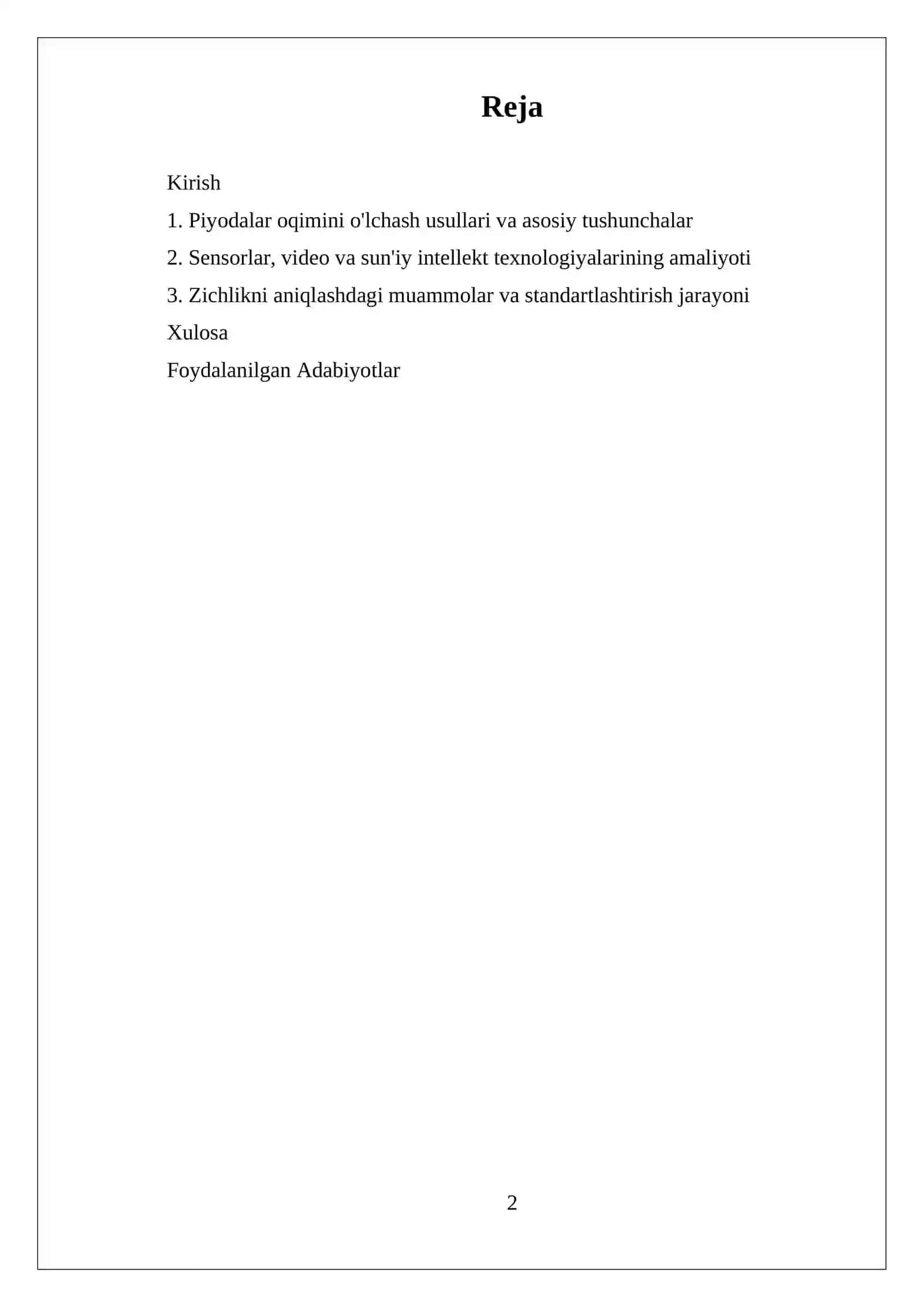 Piyodalar oqimini o'lchash usullari 2