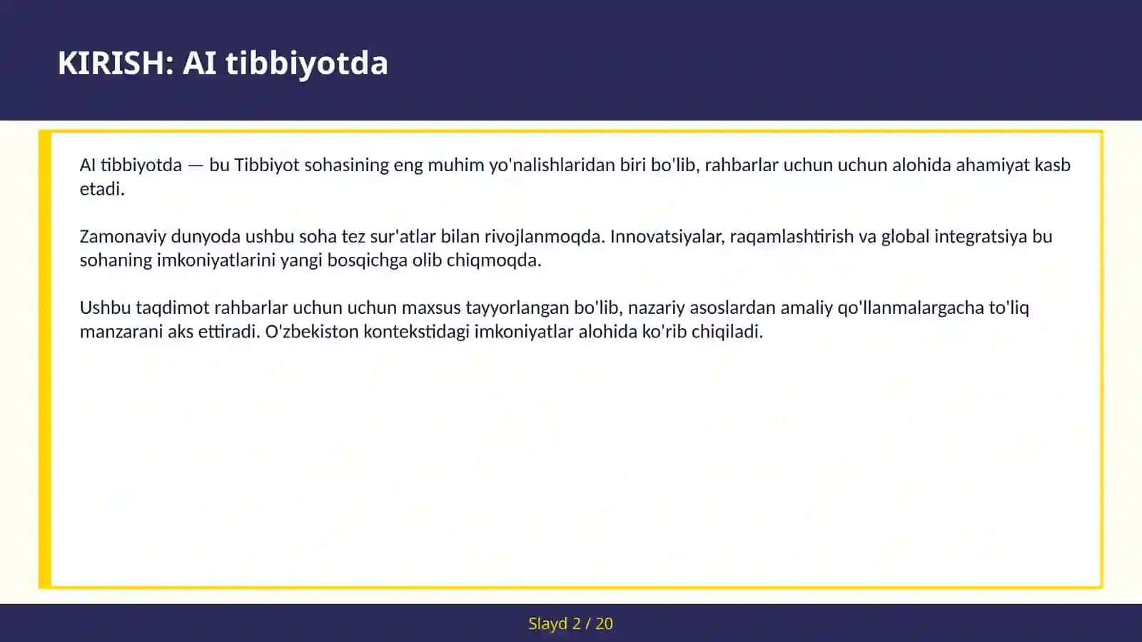 AI TIBBIYOTDA 2