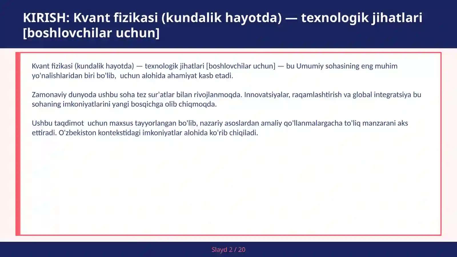 Kvant fizikasi (kundalik hayotda) — texnologik jihatlari [boshlovchilar uchun] 2