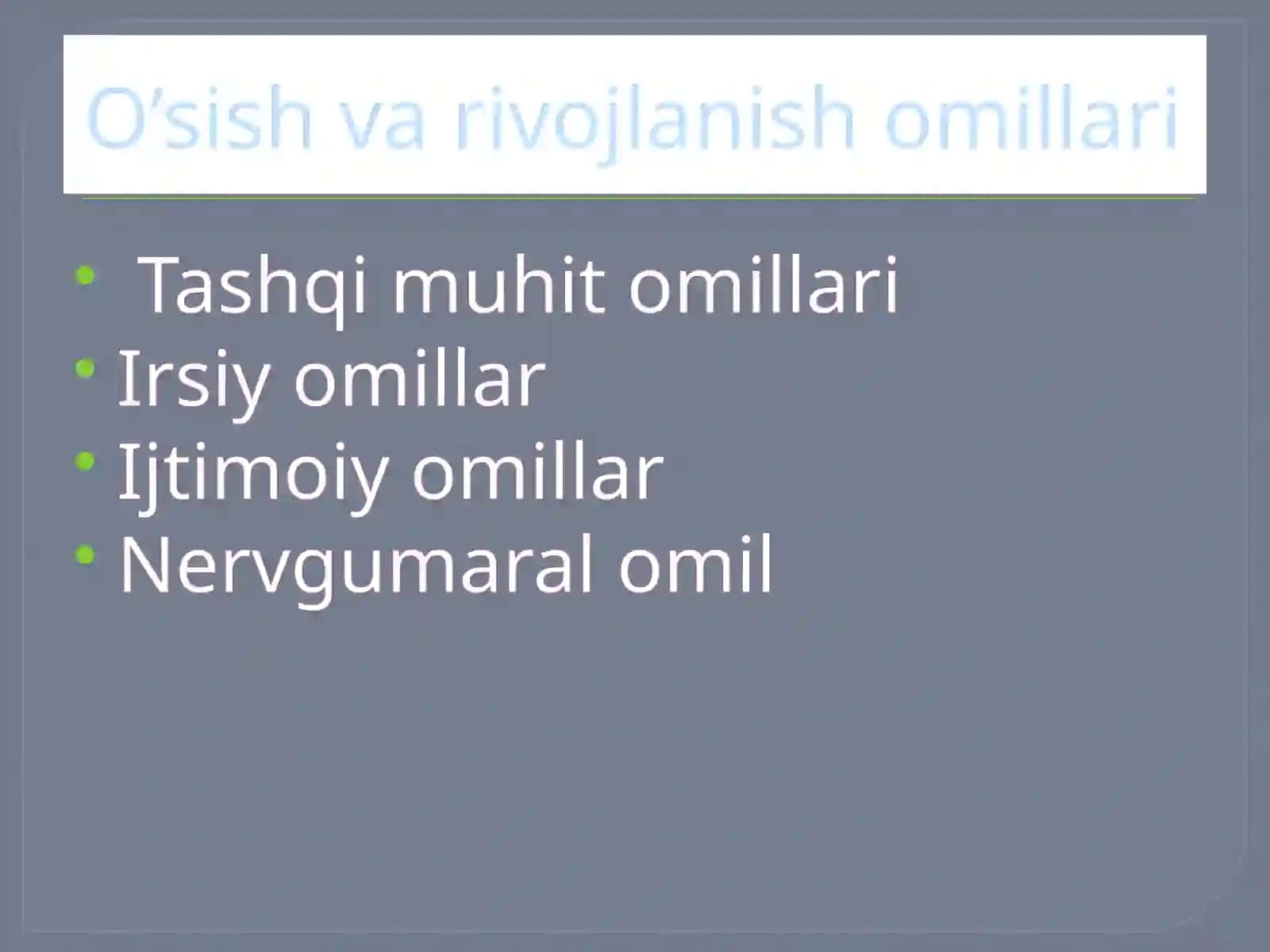 Bolalar o’sish va rivojlanishining buzilishlari 2