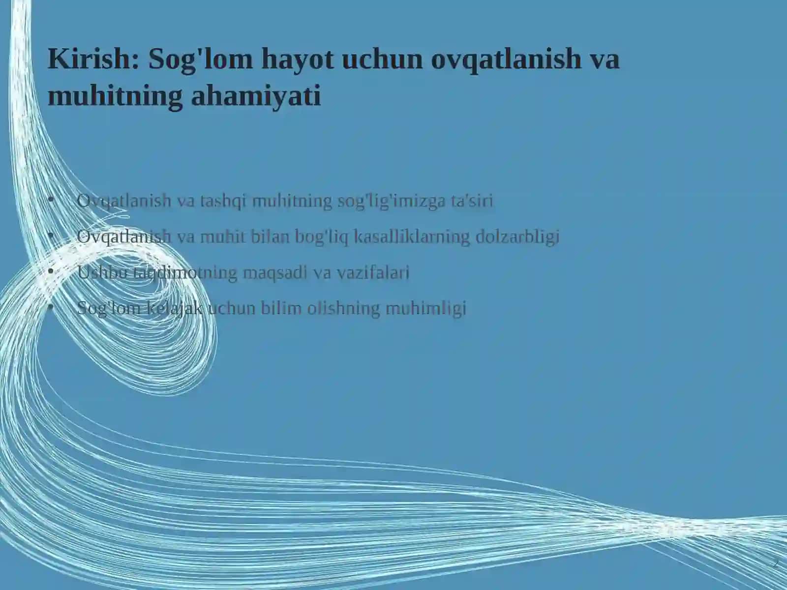 Ovqatlanish va tashqi muhit omillari bilan bog'liq kasalliklar: Oldini olish va boshqarish 2