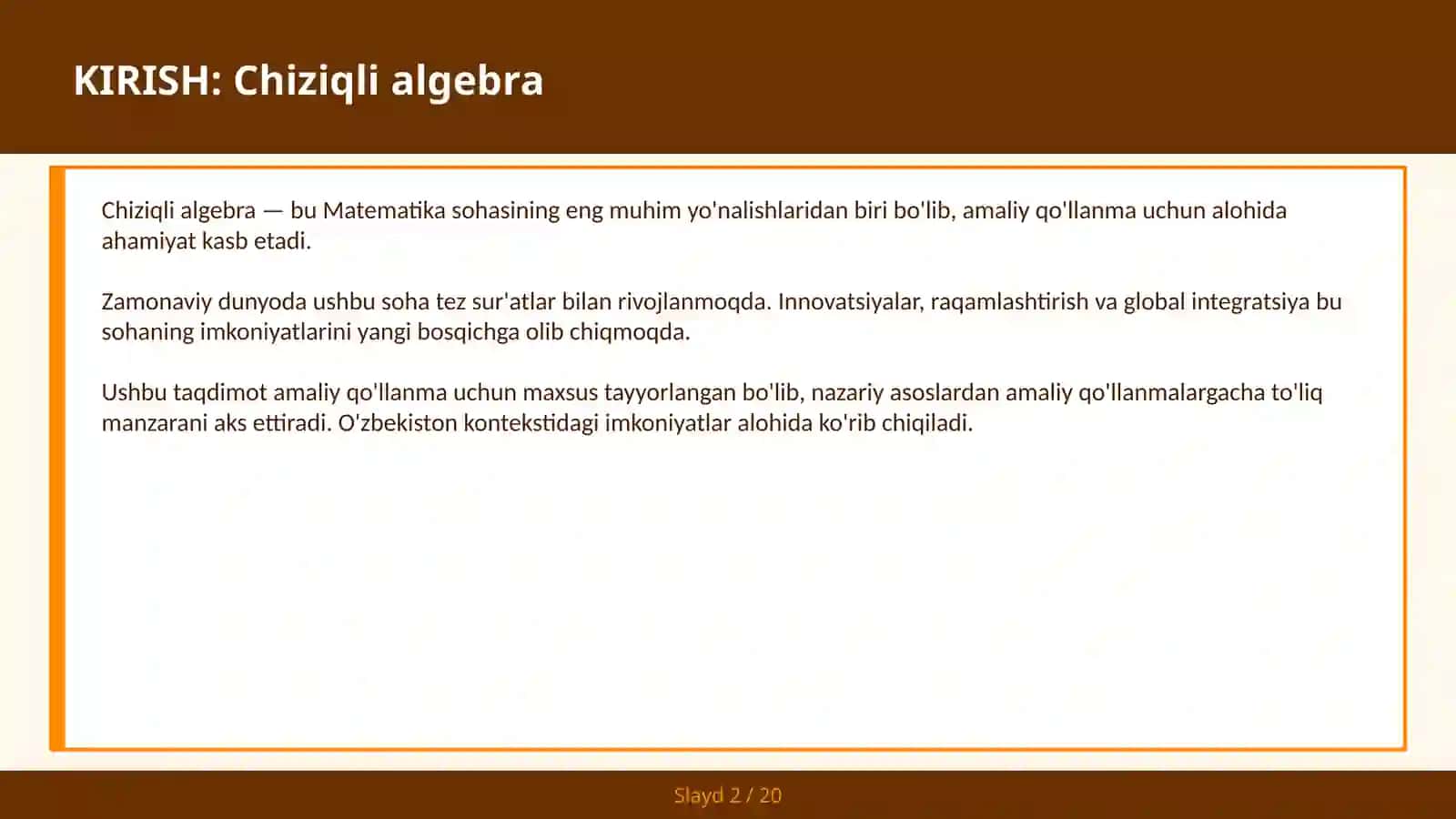 Chiziqli algebra 2