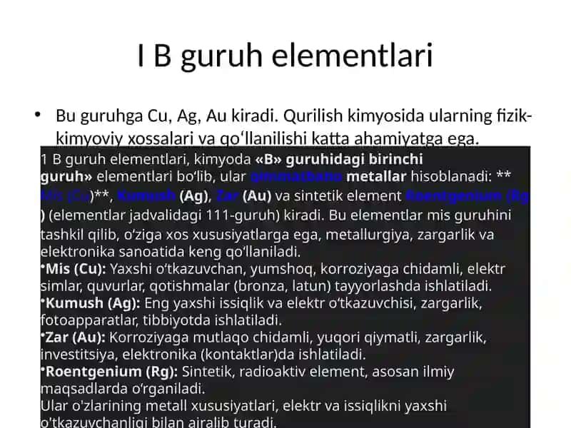 I B guruhelementlari 2