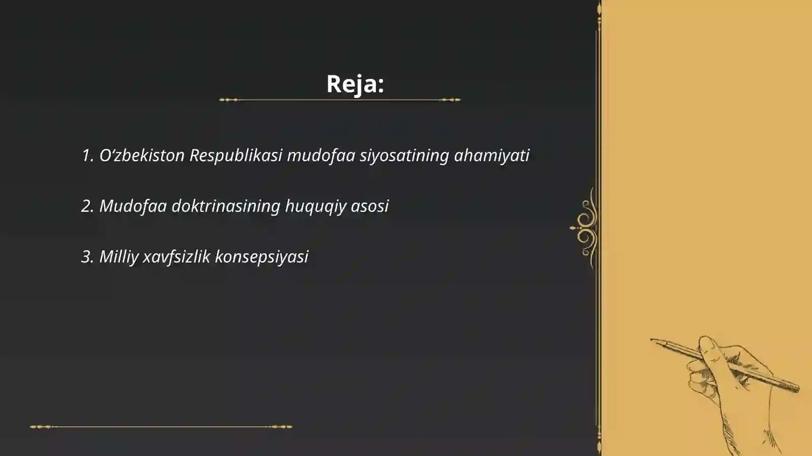 O‘zbekiston Respublikasi mudofaa doktorinasining qabul qilinishi 2
