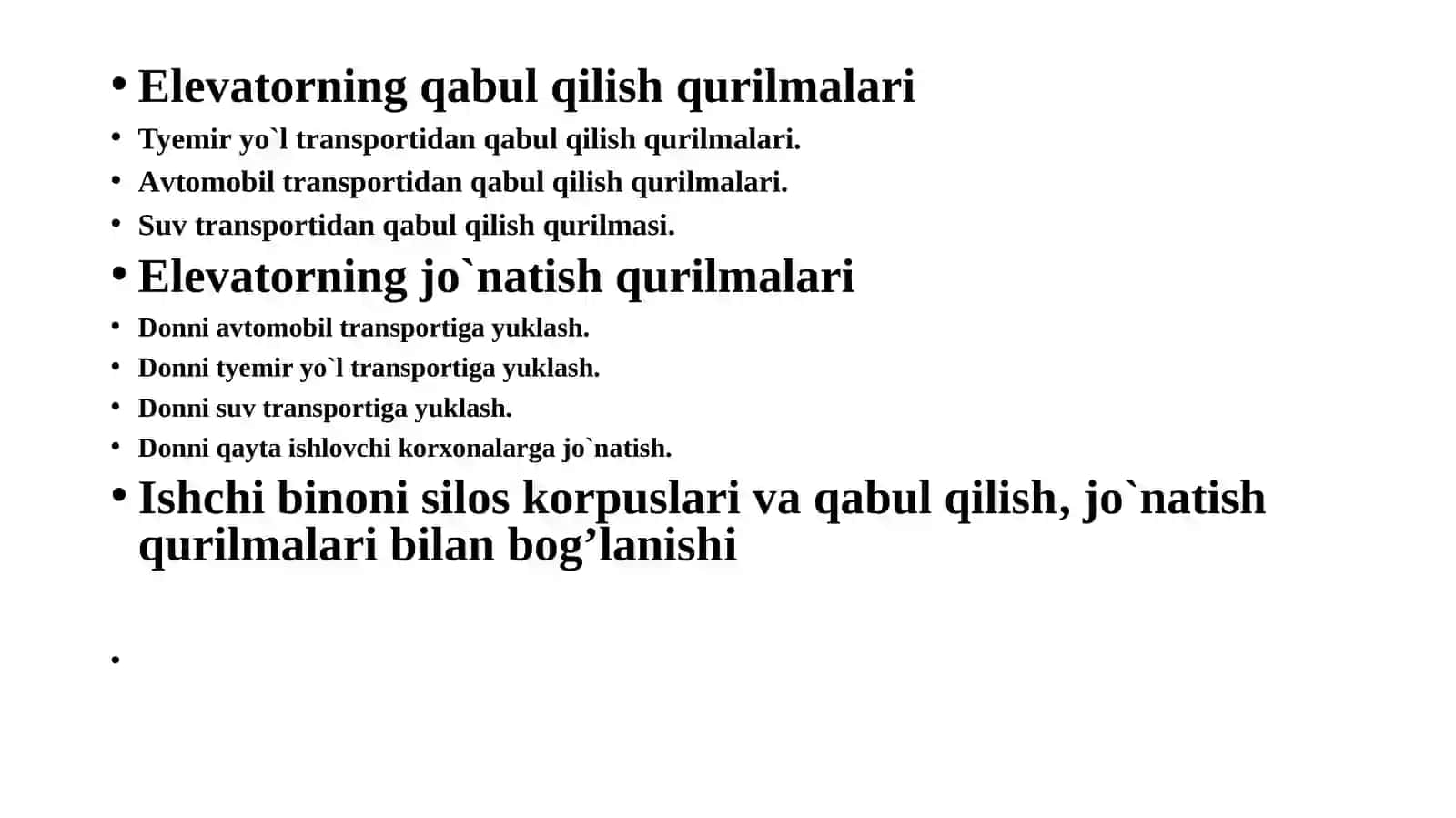 Elevatorning qabul qilish qurilmalari 2