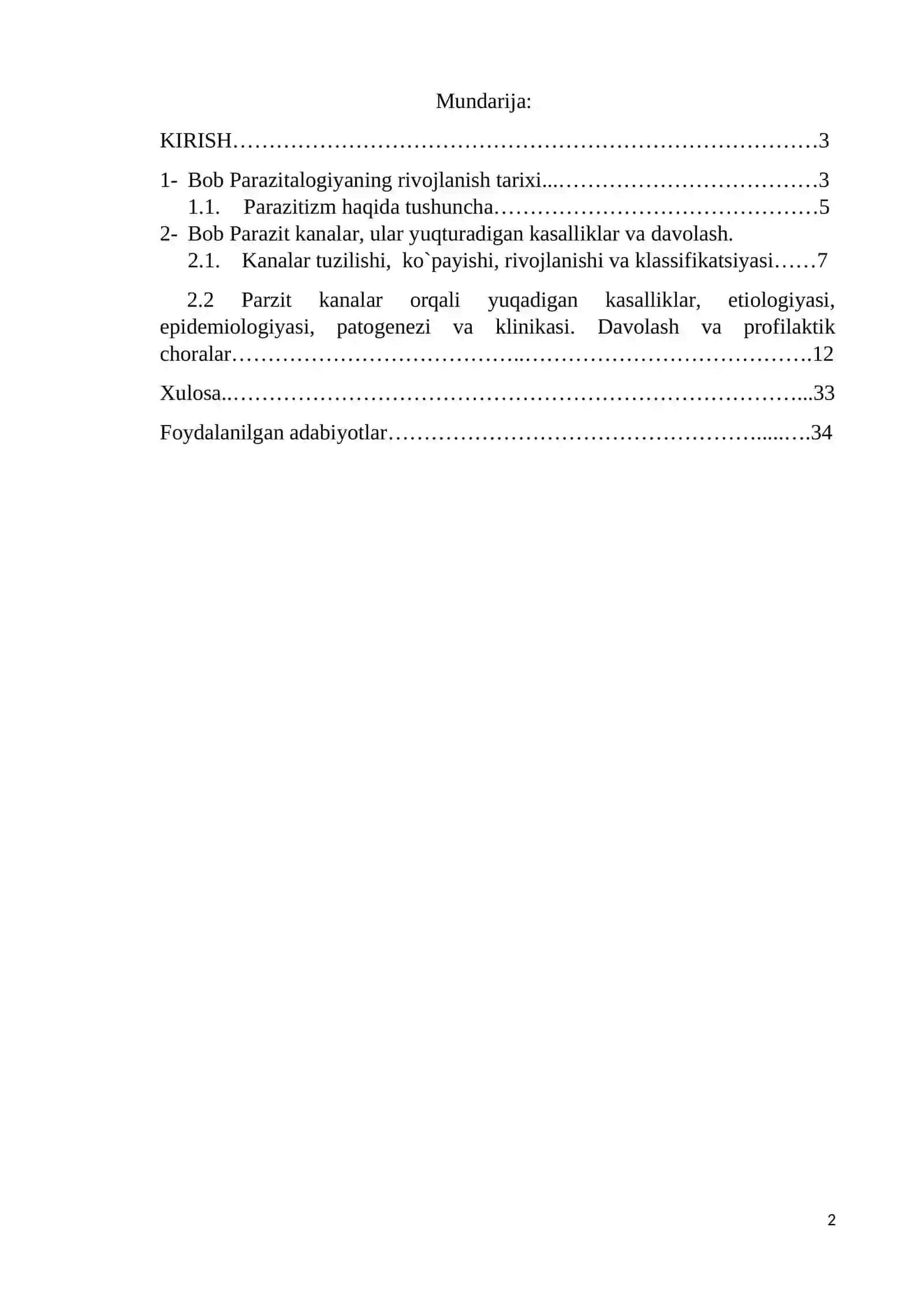 Parazit kanalar tuzilishi, rivojlanishi va kasallik tarqatishdagi ahamiyati 2