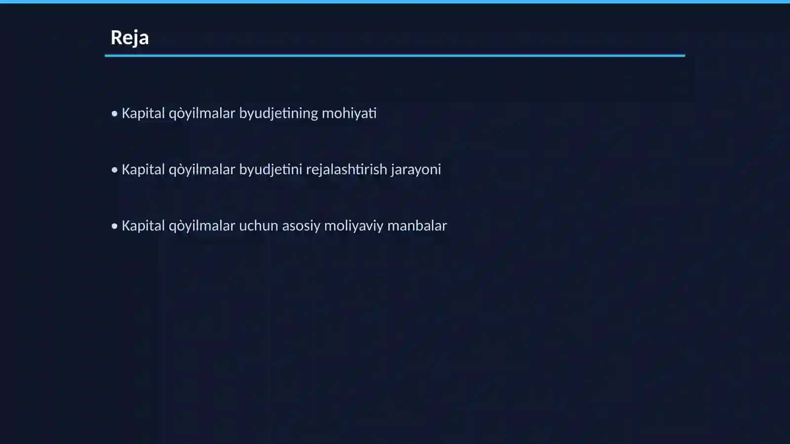Kapital qòyilmalar byudjetini shakllantirish 2