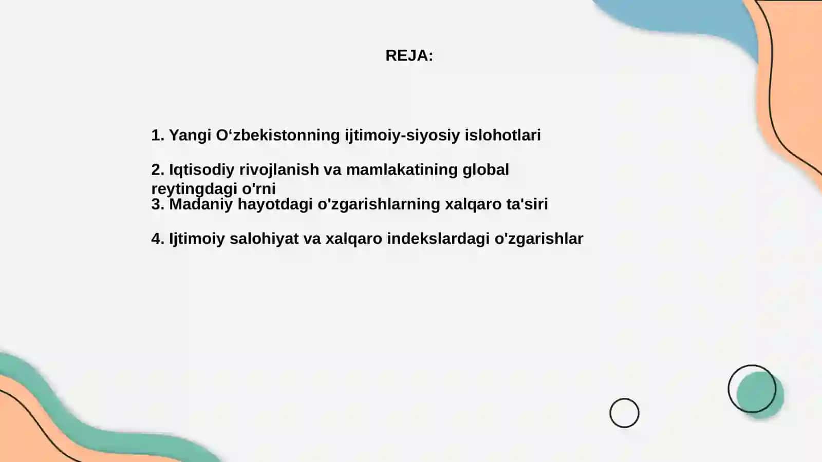 Yangi O‘zbekiston ijtimoiy-siyosiy,iqtisodiy Va madaniy hayotida ro’y berayotgan o’zgarishlarning xalqaro reyting va indekslarga aks etishi 2