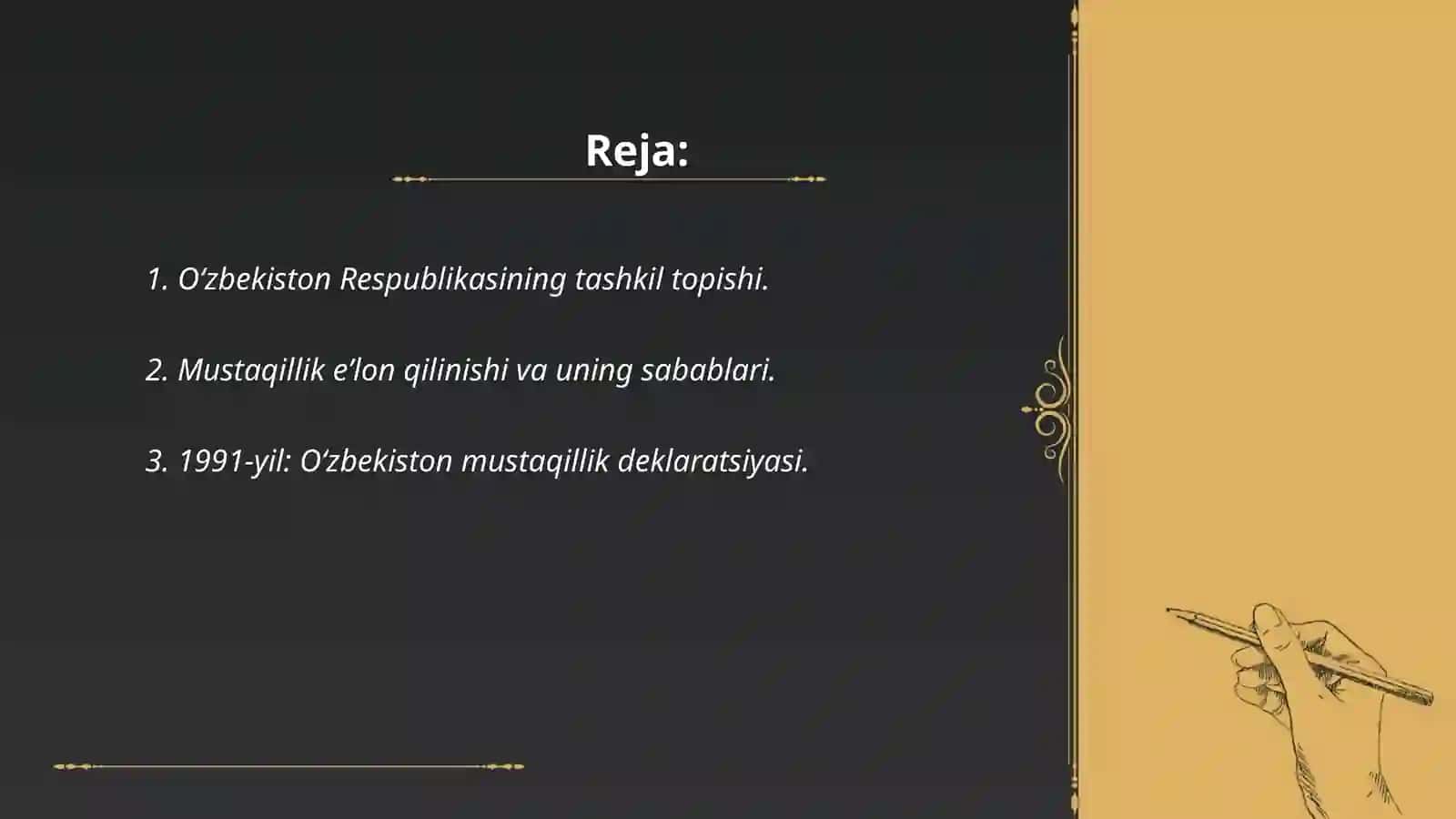Òzbekiston Respublikasining Tashkil Topishi va uning tarixiy Ahamiyati.Òzbekistonning òziga xos istiqlol va Taraqqiyot yòli 2