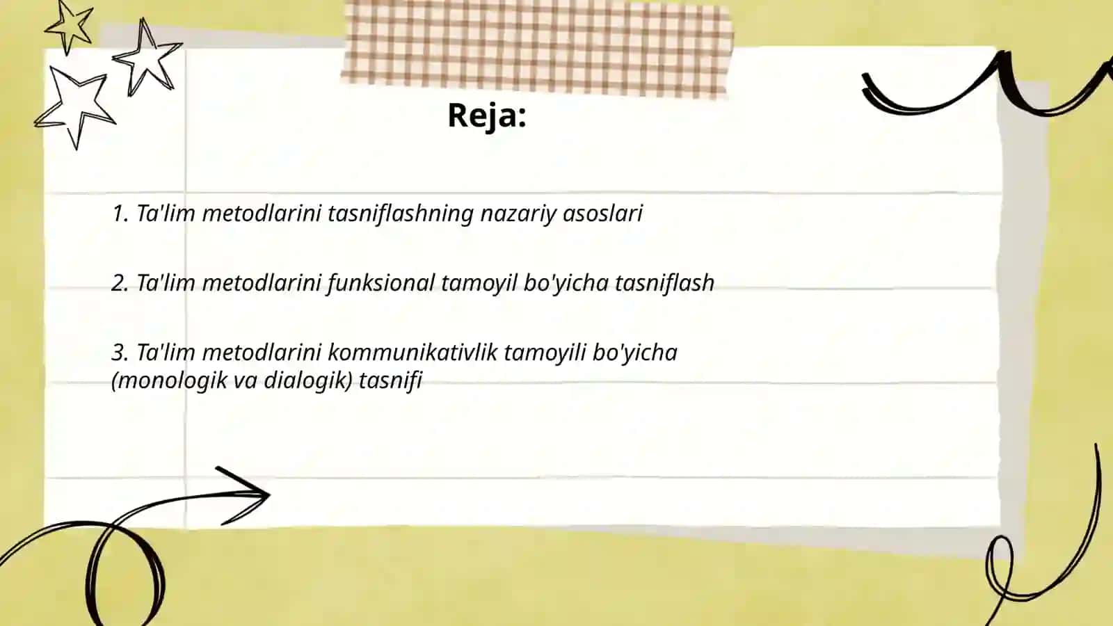 Ta'lim metodlarining tasniflash 2