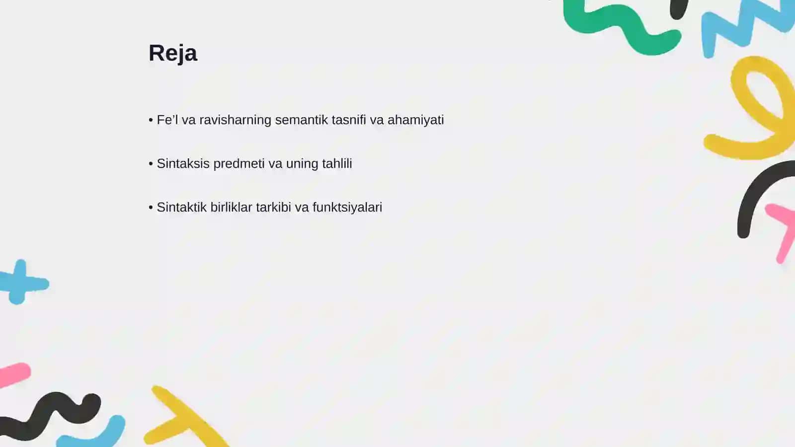 Fe’l va ravisharning semantik tasnifi 2