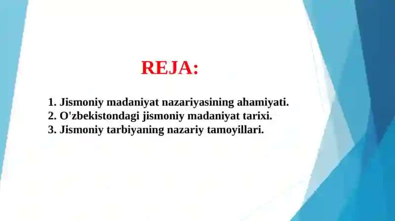 Jismoniy madaniyat nazariyasi va metodikasi fanining maqsadi hamda vazifalari (TAQDIMOT) 2