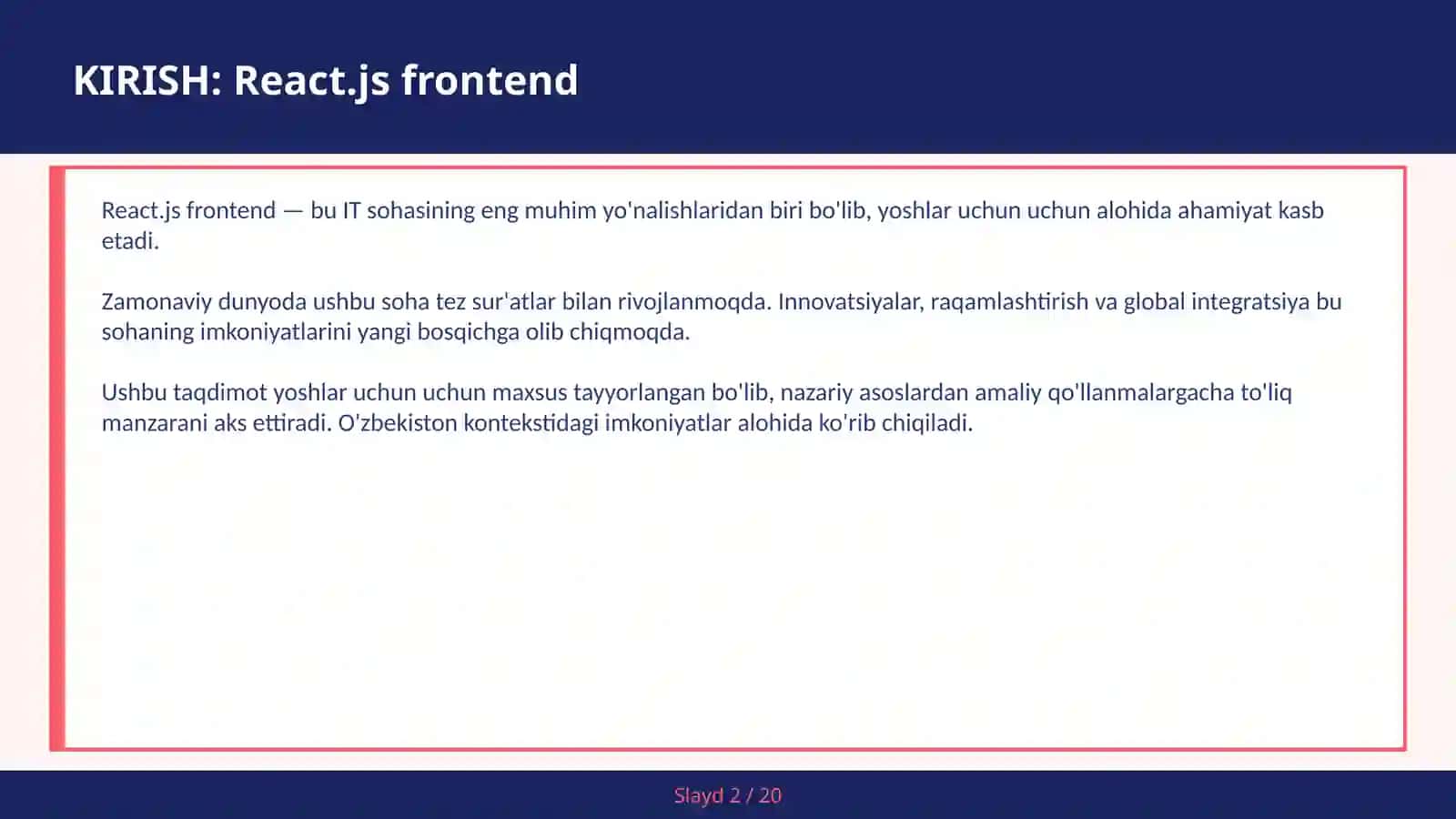 React.js frontend 2