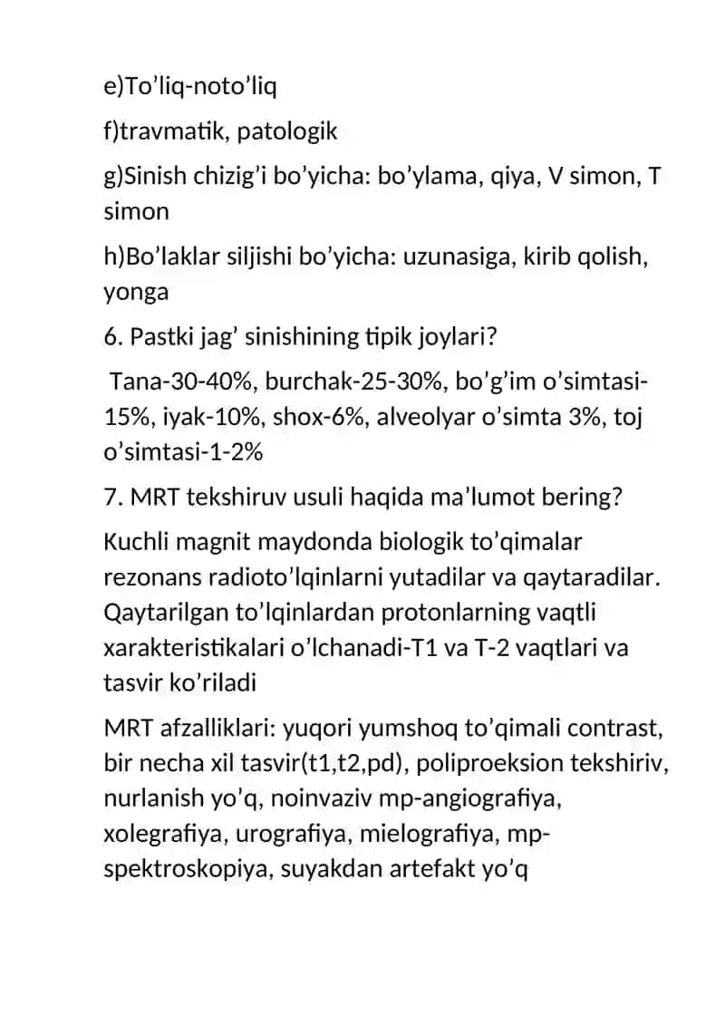 Radiologiya fanidan 36 ta savolga javoblar 2