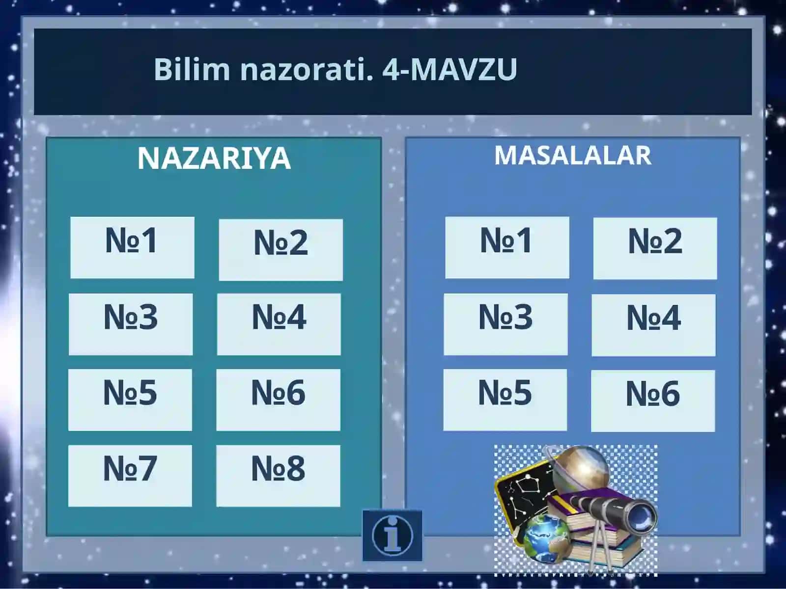 Astronomiya - Vaqt va taqvim bilimlar nazorati 2