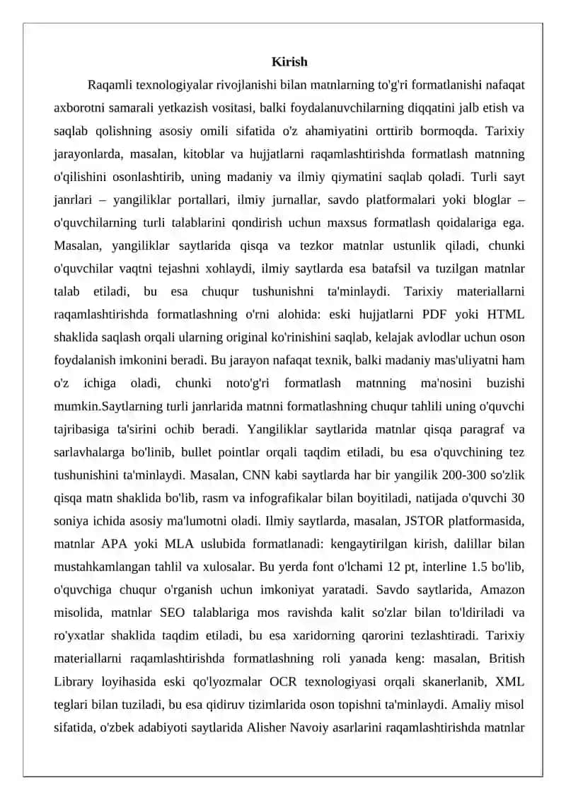 Matnni formatlash 2