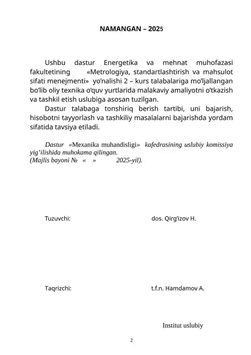 Mеtrоlоgiya, stаndаrtlаshtirish vа mаhsulоt sifаti mеnеjmеnti 2