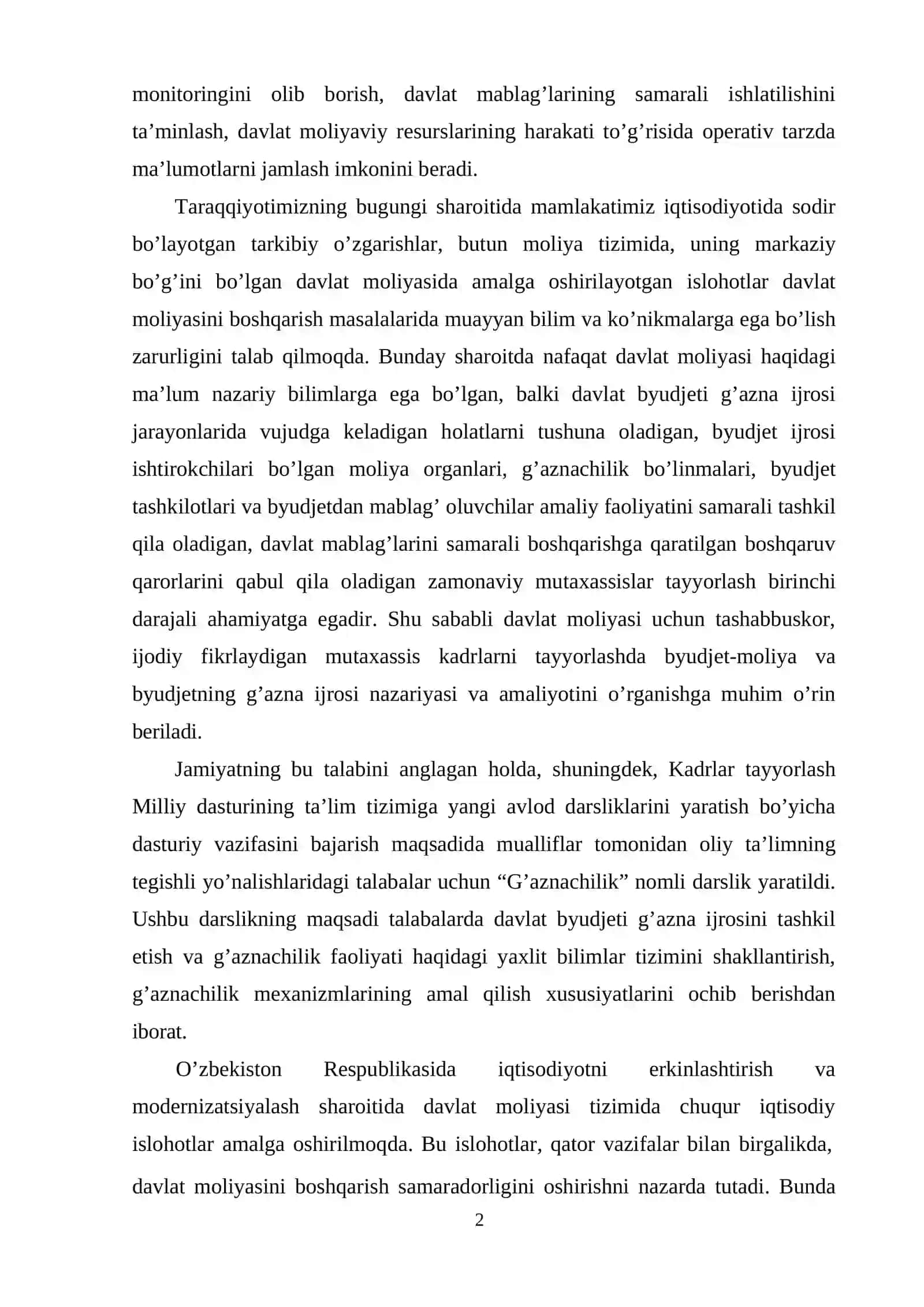 G’aznachilik fanining mazmuni, predmeti va vazifalari 2