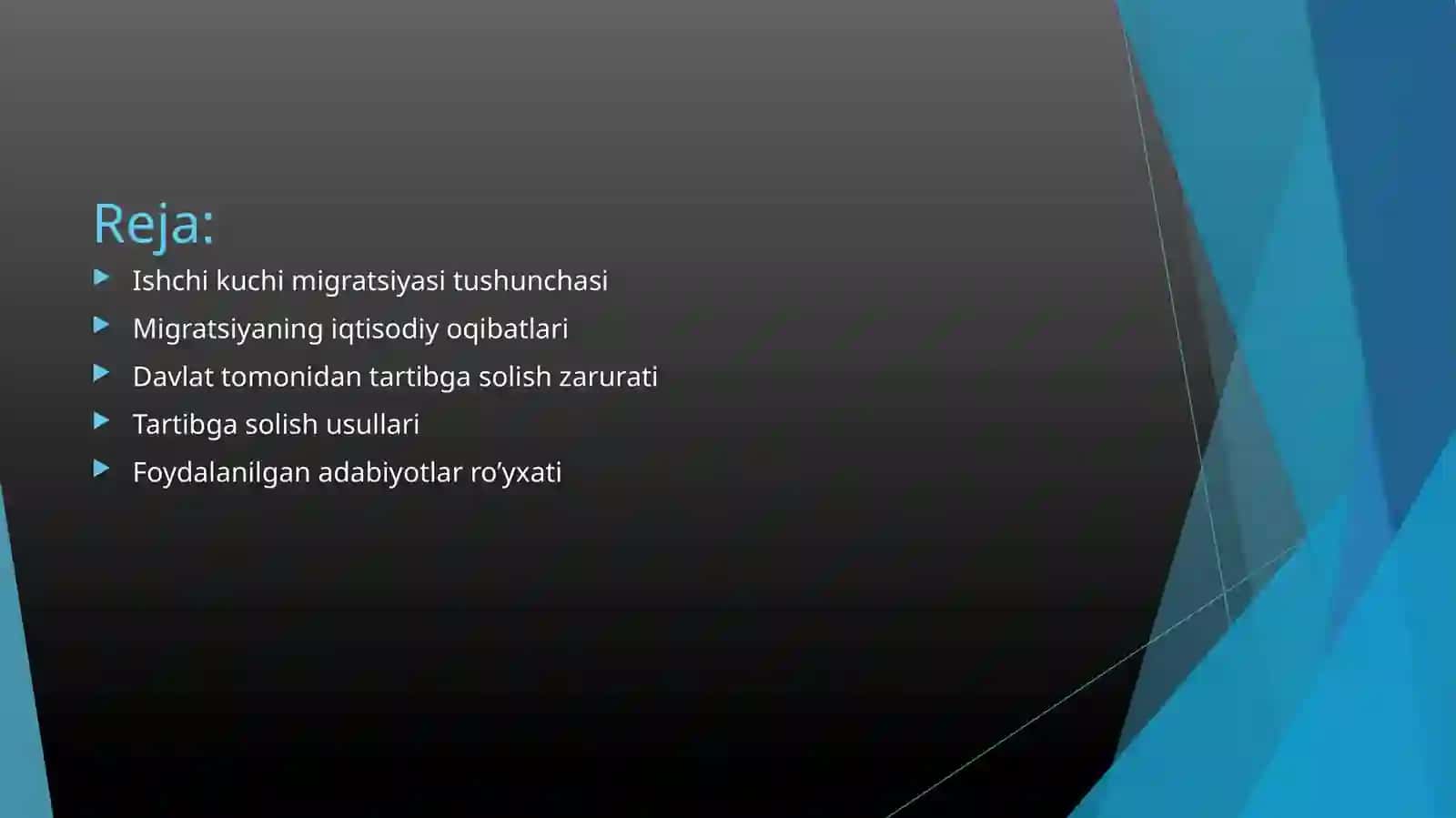 Ishchi kuchi migratsiyasini davlat tomonidan tartibga solinishi mustaqil ish 2