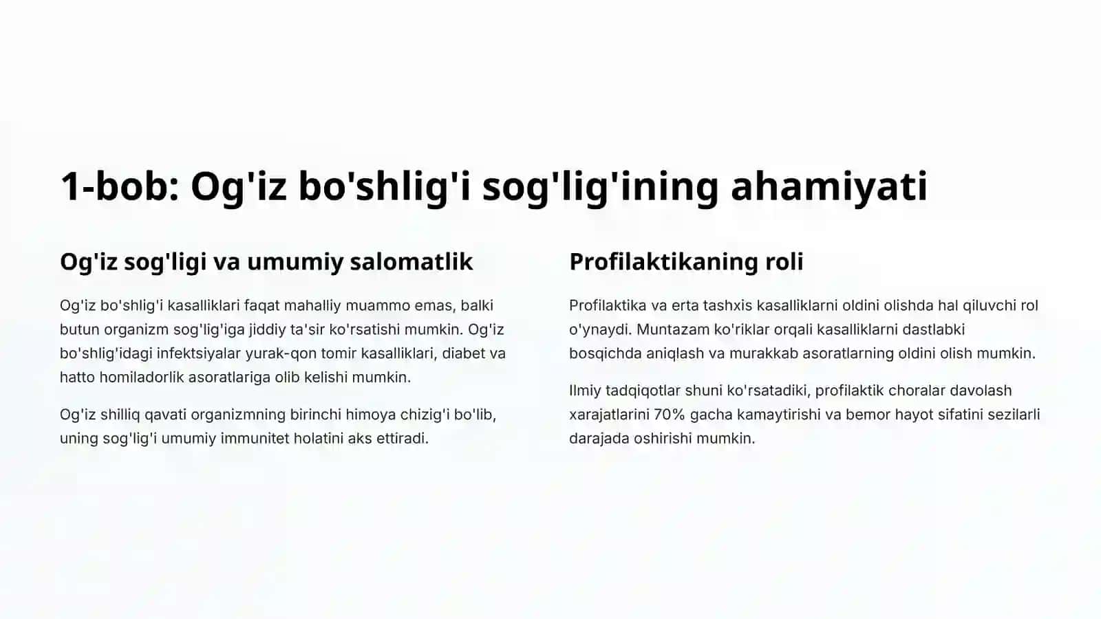 Og'iz bo'shlig'i profilaktikasi ko'rigini o'tkazish usullari 2