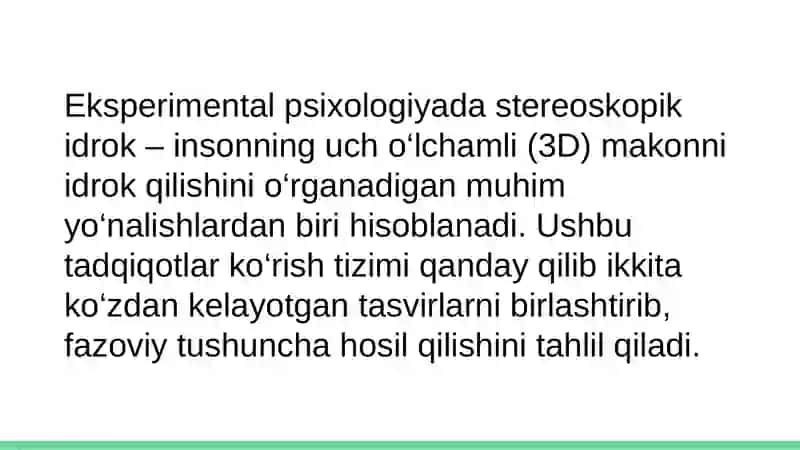 Eksperimental psixologiyada stereoskopik idrok 2