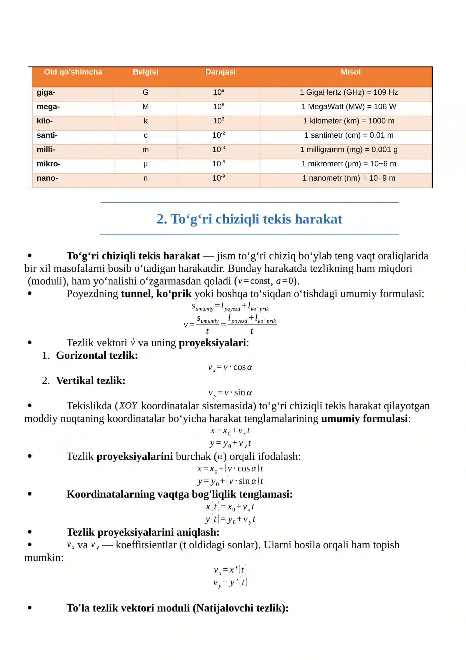 INNOVA FIZIKA 1-4 mavzu QAYDLAR (formulalar) 2
