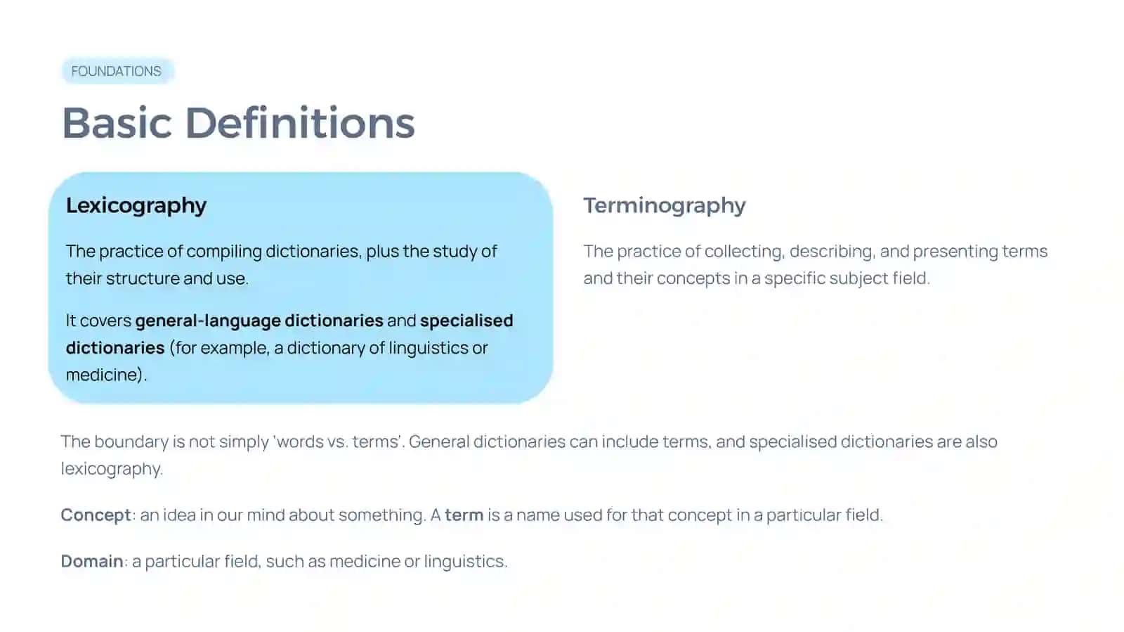 Terminology, Lexicography, and Terminography. 2