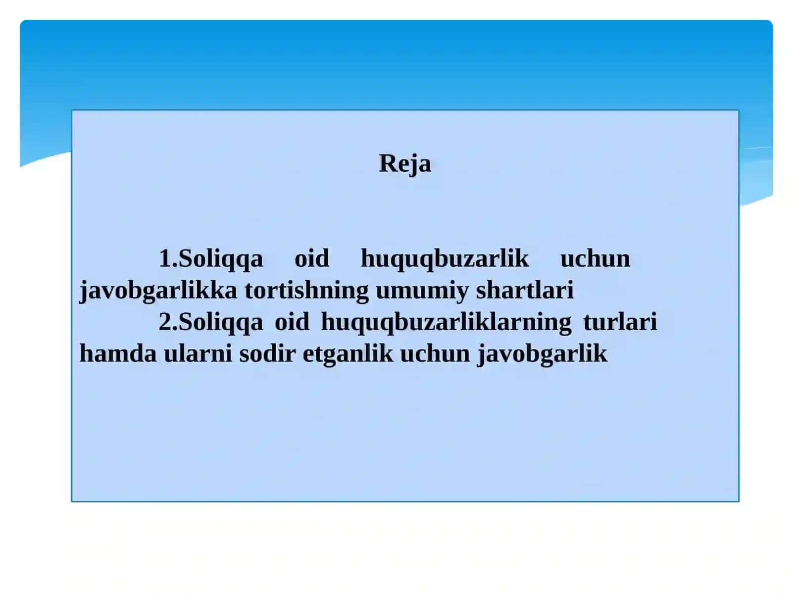 Soliqqa oid huquqbuzarlik uchun javobgarlik choralari 2