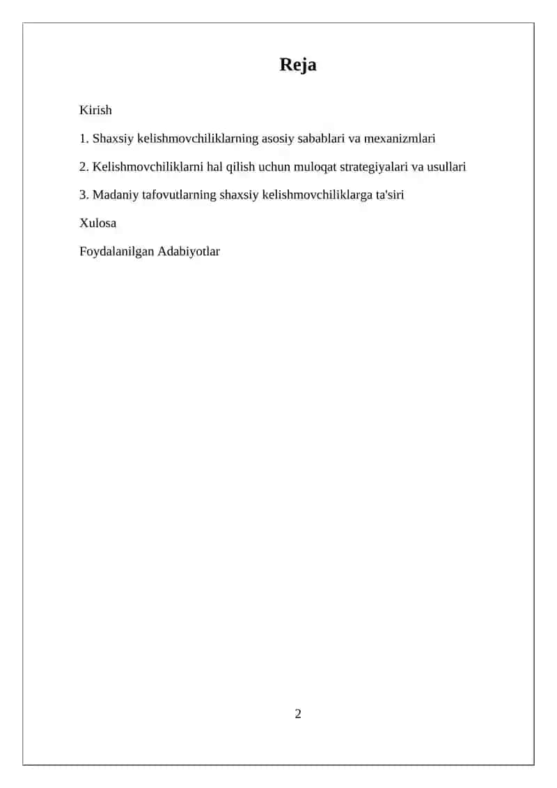 Shaxsiy kelishmovchiliklar 2