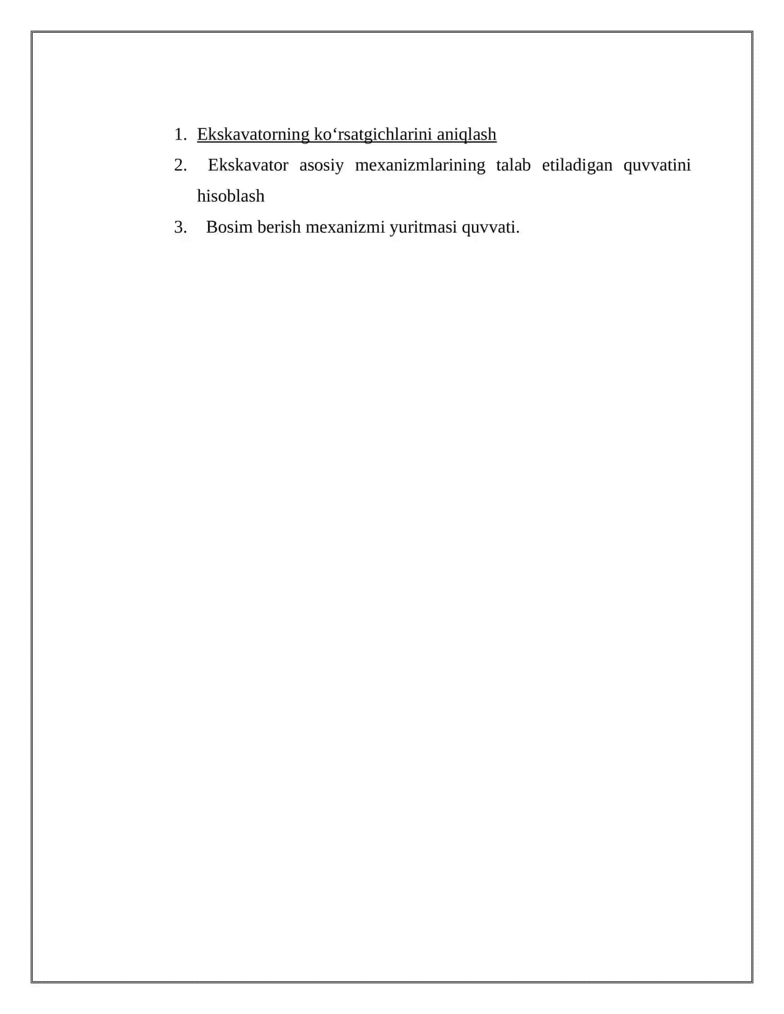 BIR CHO‘MICHLI EKSKAVATORLARNING ISHCHI KO‘RSATGICHLARINI HISOBLASH 2