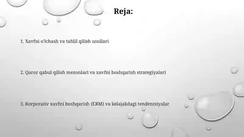 RISKNI O'LCHASH VA QAROR QABUL QILISH 2