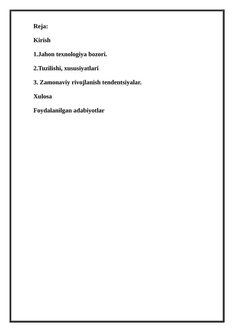Jahon IT bozorini rivojlanish muammolari va tendentsiyalari 2