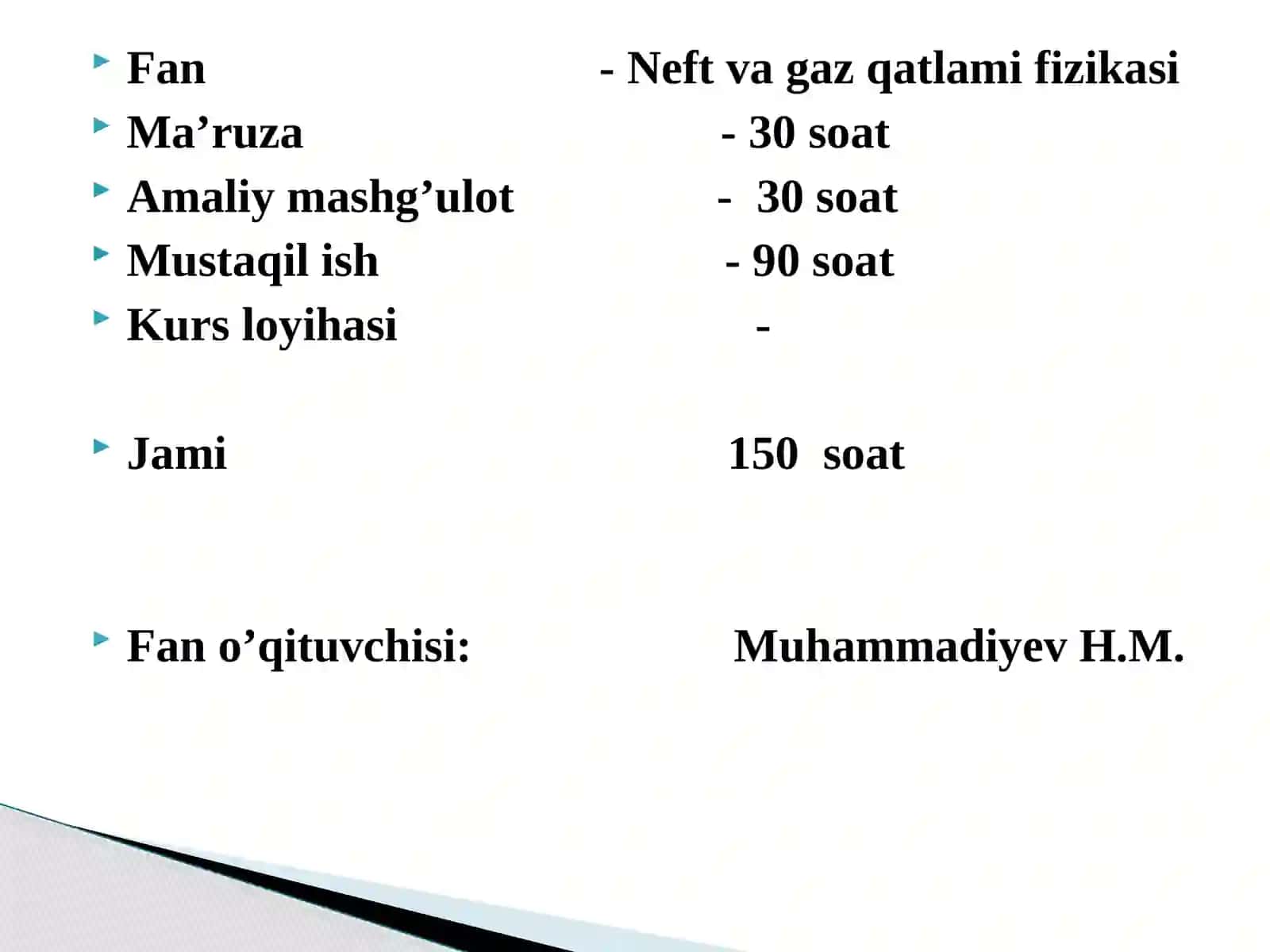 NEFT VA GAZ QATLAMI FIZIKASI 2