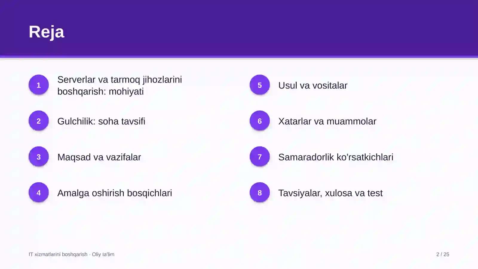 Gulchilikda serverlar va tarmoq jihozlarini boshqarish 2