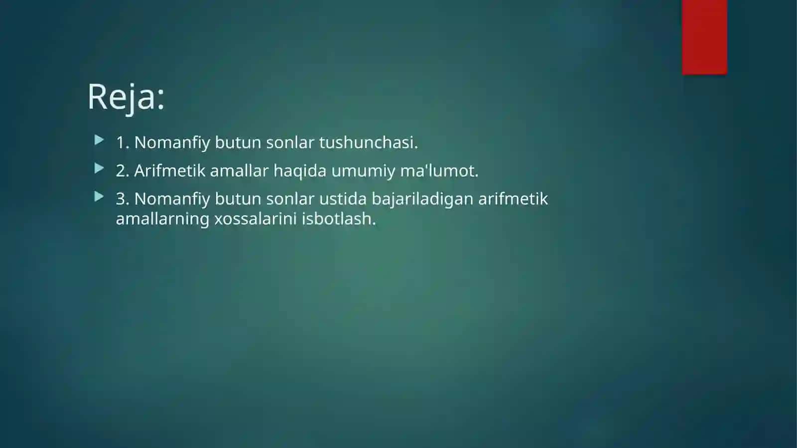 Nomanfiy butun sonlar ustida bajariladigan arifmetik ammallar 2