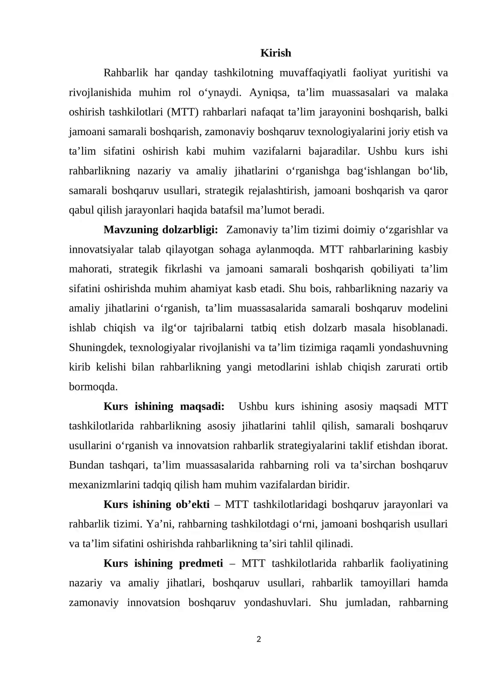 Mtt tashkilotlarida raxbarlik 2
