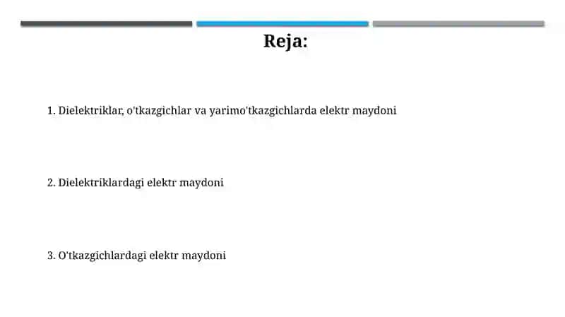 Dielektriklarda elektr maydon. O'tkazgichlar, dielektriklar va yarim o'tkazgichlar 2