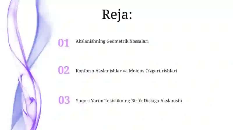 Yuqori yarim tekislikni birlik doiraga akslantirish 2