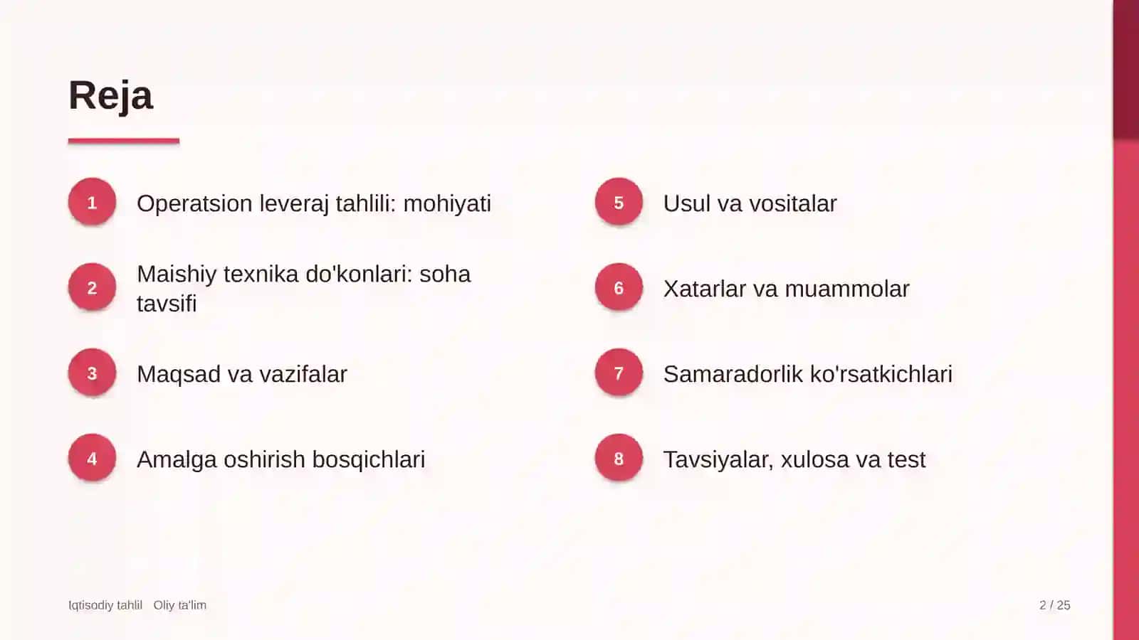 Maishiy texnika do'konlarida operatsion leveraj tahlili 2