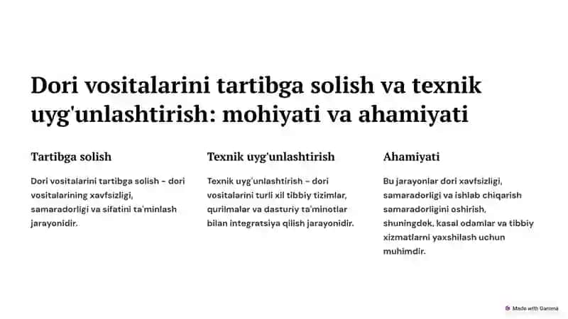 Dori vositalarini tartibga solish va texnik uyg'unlashtirishning global muammolari 2