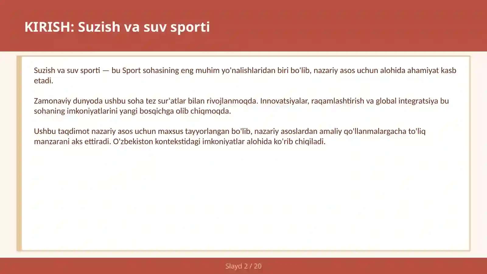 Suzish va suv sporti 2