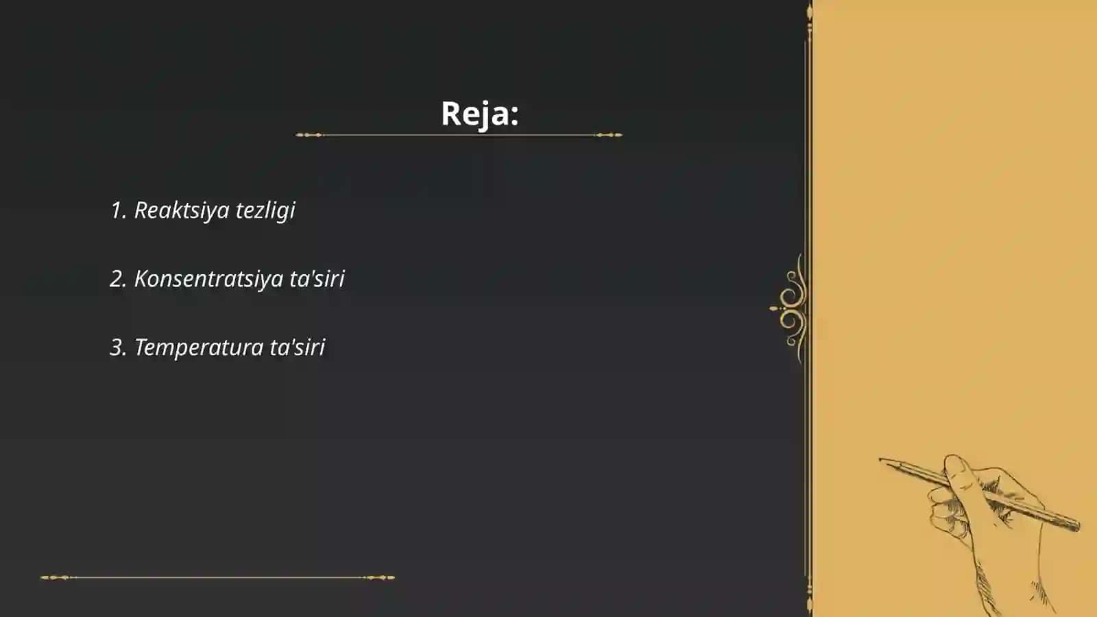 Kimyoviy va biokimyoviy jarayonlar tezligi hamda mexanizmiga ta’sir etuvchi faktorlar 2