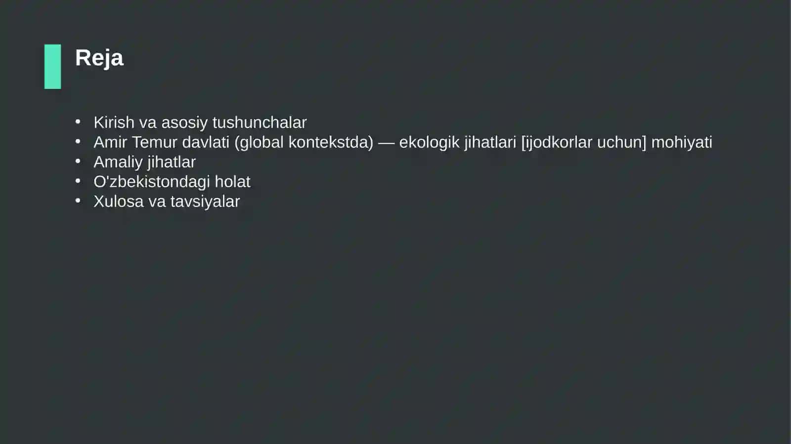 Amir Temur davlati (global kontekstda) — ekologik jihatlari [ijodkorlar uchun] 2
