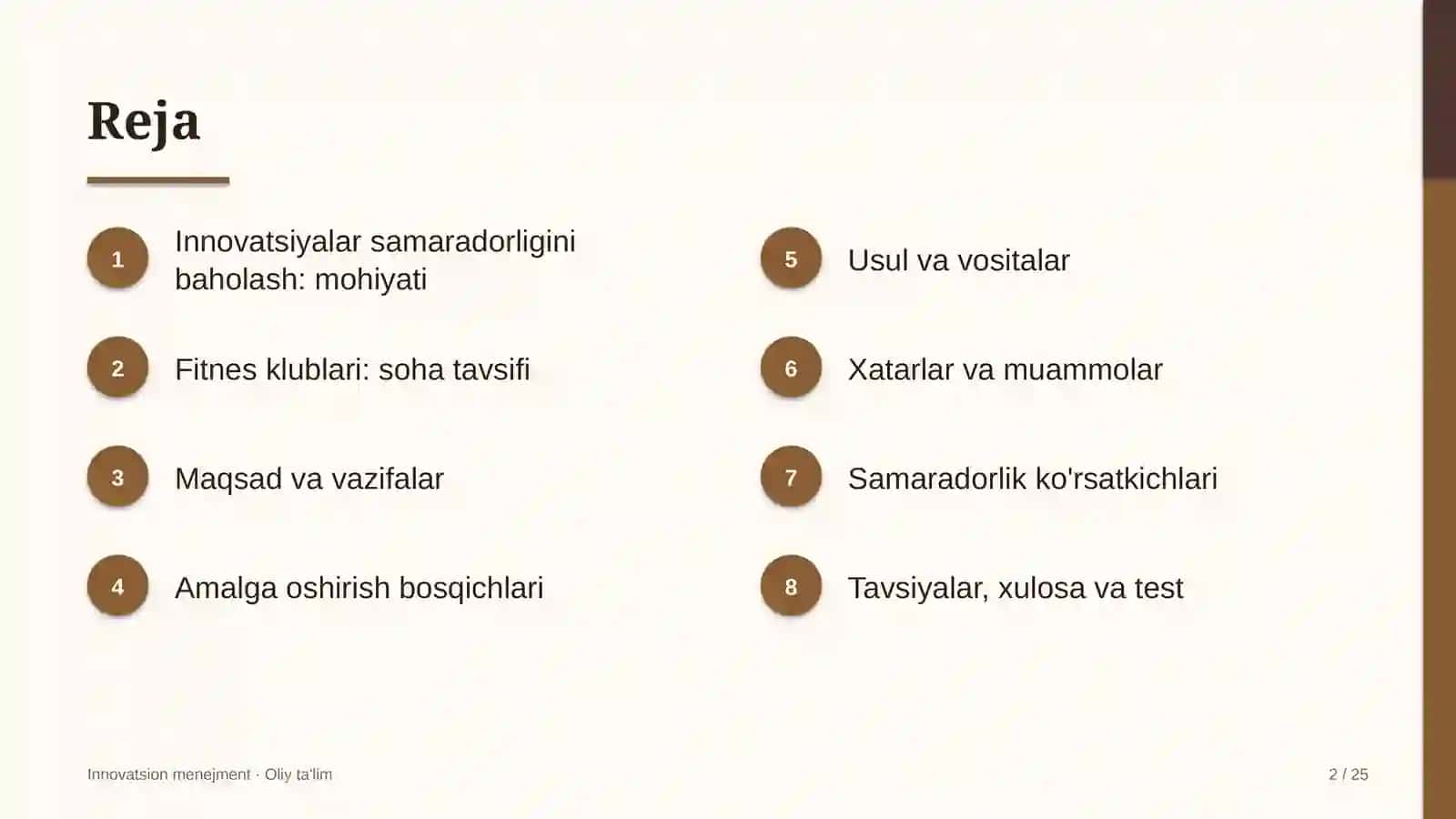 Fitnes klublarida innovatsiyalar samaradorligini baholash 2