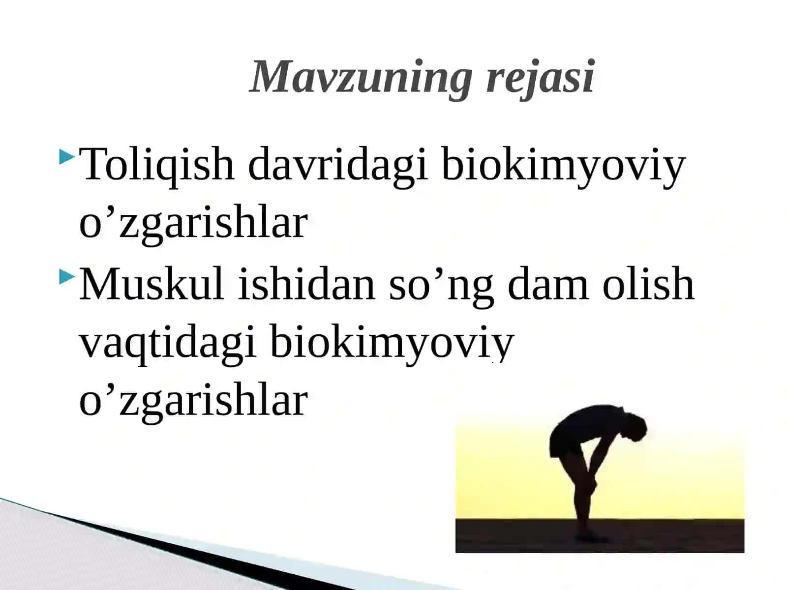 Toliqish davridagi biokimyoviy o’zgarishlar 2