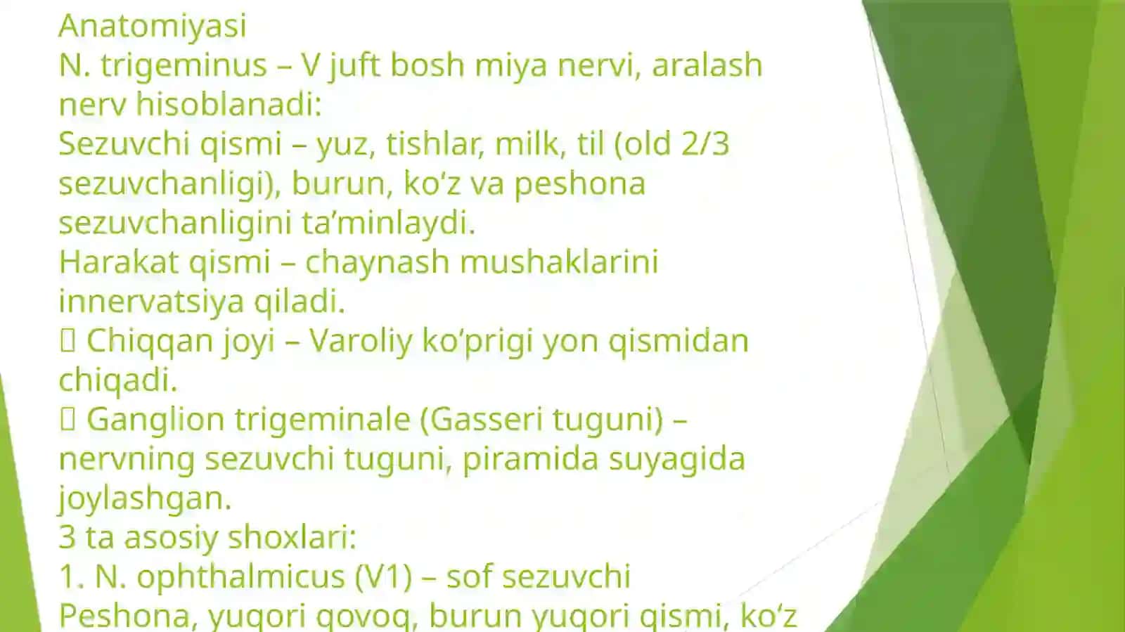 Uch shoxli nerv evralgiyasi 2