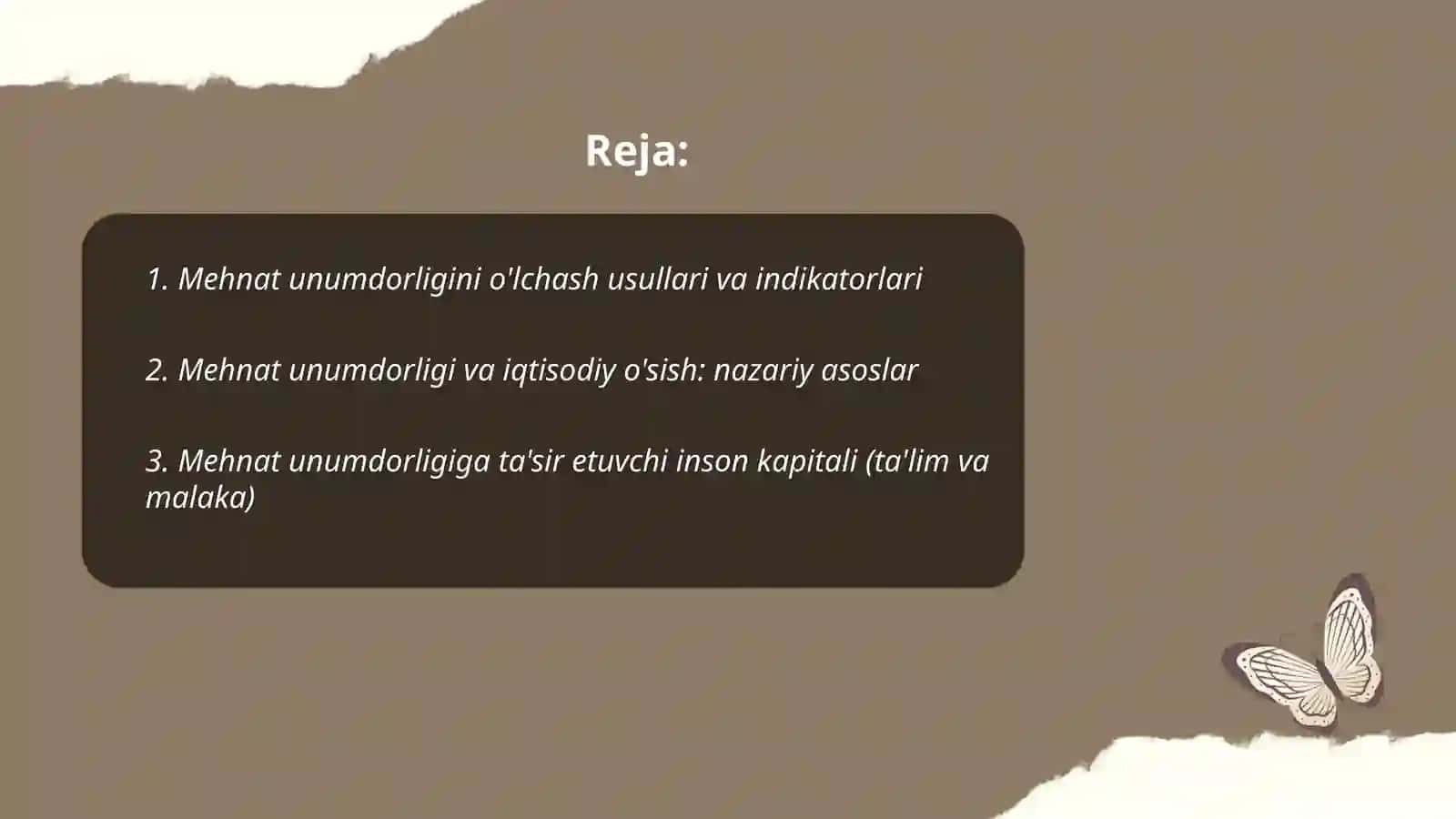 Mehnat unumdorligini o'lchash usullari va indikatorlari 2