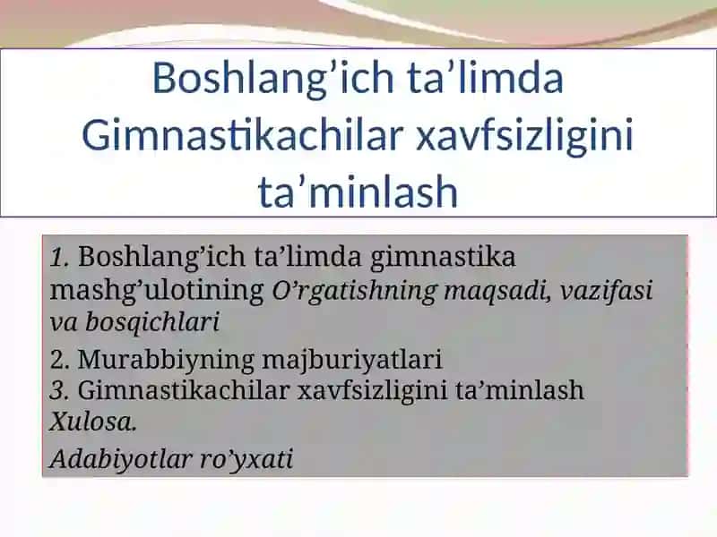 Boshlang’ich ta’limda Gimnastikachilar xavfsizligini ta’minlash 2