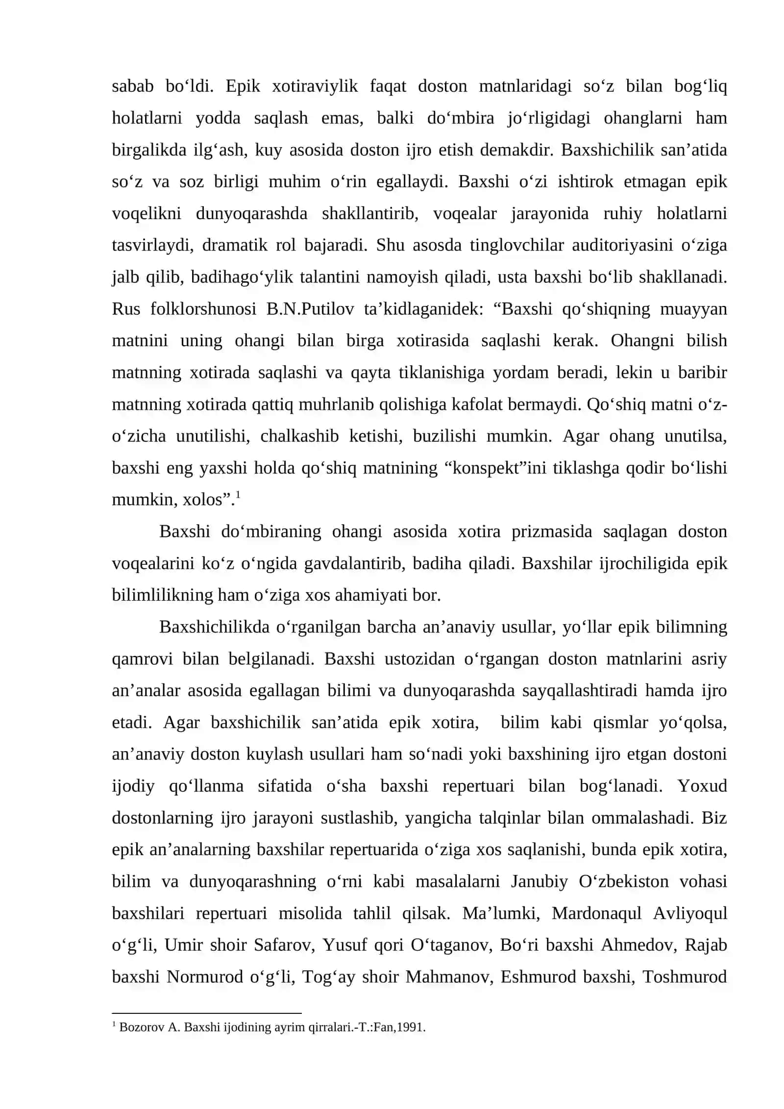 Baxshilar ijrochiligida epik xotira, bilim va dunyoqarashning o‘rni 2